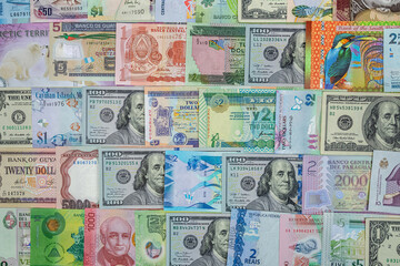 mix color american money as background