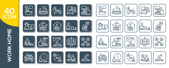 WORK HOME ICON SET DESIGN