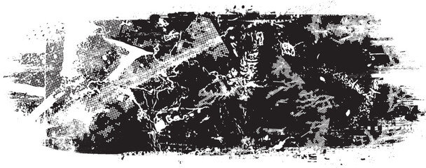 Fototapeta premium Glitch distorted geometric shape . Noise destroyed logo . Trendy defect error shapes . Glitched frame .Grunge textured . Distressed effect .Vector shapes with a halftone dots screen print texture.