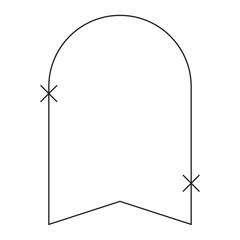 Monoline aesthetic frame blank sign on white background