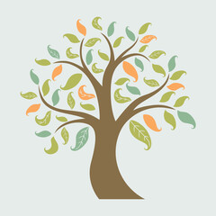Obraz premium tree with leaf , vector illustration.vector flat tree Icon.