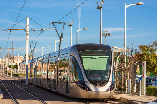 Salé, Morocco. December 7, 2022. A tramway Citadis by Alstom