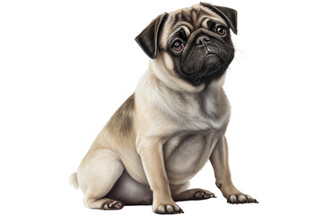 Obraz premium Pug dog isolated, generative ai , PNG 