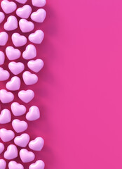 Abstract 3d pink love heart background,3d render