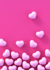 Abstract 3d pink love heart background,valentine background, 3d render
