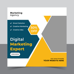 Digital marketing social media post banner template and corporate social media post template, Creative digital business marketing post