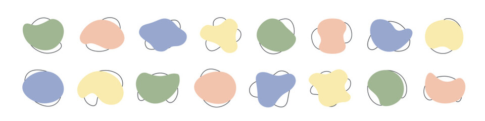 Organic shapes. Fluid shapes set. 
Abstract blob with line. 