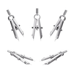 Spring dividers in 5 angles isolated on transparent background 3d rendering