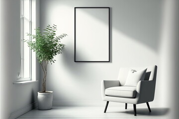 Photo frame in living room minimalist design, Made by AI,Artificial intelligence