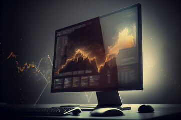 Fototapeta premium Double exposure businessman and stock market or forex graph suitable for financial investment concept. Economy trends background for business idea and all art work design. Generated ai.