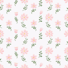 Floral vector pattern seamless cute pink floral for ditsy print, fabric print, and fashion print