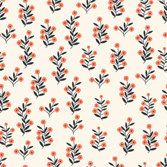 Trendy seamless vector floral pattern, for fabric, fashion prints on light yellow background