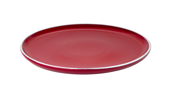 red ceramic plate on transparent png