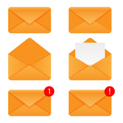 Mail envelope with new message marker. Email notification, realistic vector