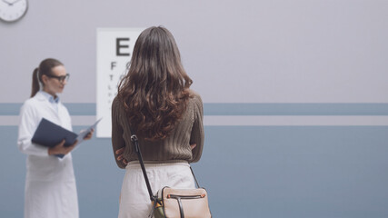 Patient having an eye exam