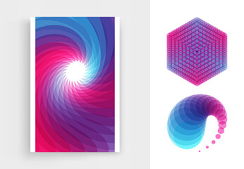 Geometrical background with trendy gradients. Abstract emblem. Design element for banner, placard, poster or flyer. 3d vector illustration for mobile phone cover and screen.