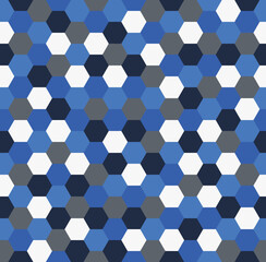 Vector image of hexagons in blue color. Seamless pattern. Ceramic tiles, background, wallpaper, mosaic
