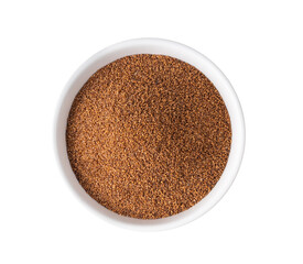 Brown Teff Grain in white bowl  isolated on transparent png
