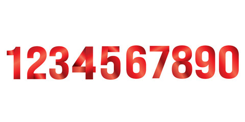 Gradient red numbers from 0 to 9 for any design with dates or just for a birthday card