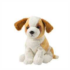 children's toy dog with brown ears, isolated on a white background