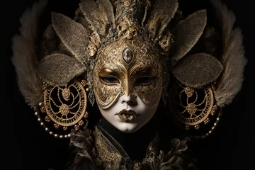 Foto op Aluminium woman wearing masks at the Venice Carnival. venetian carnival mask. Generative Ai © Gasi