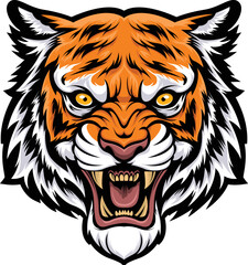 Obraz premium illustration vector graphic of angry tigerhead mascot good for logo sport ,t-shirt ,logo