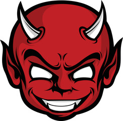  illustration vector graphic of devil head mascot good for logo sport ,t-shirt ,logo - obrazy, fototapety, plakaty