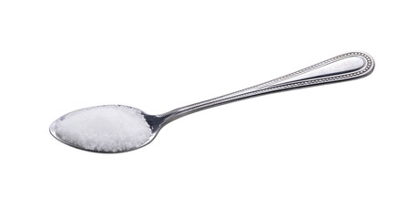 salt in stainless steel spoon on transparent png