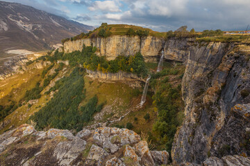 Fototapeta na wymiar Khan waterfall. Matla nature extreme park. Caucasus scenery. Dagestan.