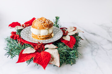 Christmas epiphany cake on table