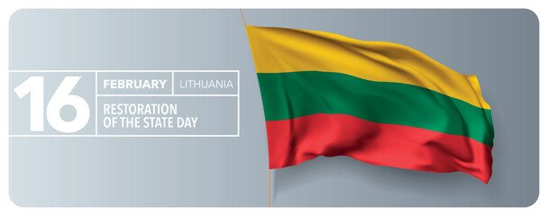 Lithuania restoration of the state day greeting card, banner vector illustration