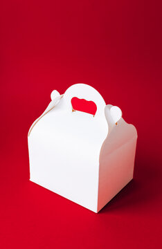 Take away box against red background
