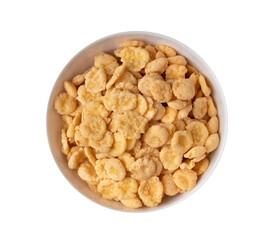 Corn Flakes in white bowl isolated on transparent png