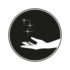 The stars in the hands - concept of magic. Illustration on transparent background