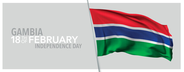 Gambia happy independence day greeting card, banner with template text vector illustration