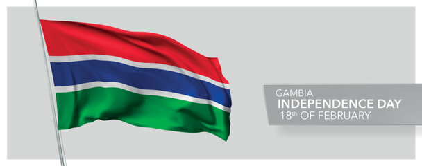 Gambia happy independence day greeting card, banner vector illustration
