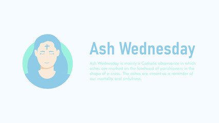 ash wednesday banner template with woman illustration