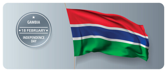 Gambia independence day vector banner, greeting card.
