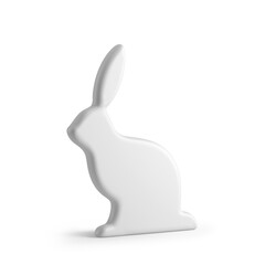 Easter bunny white porcelain slim festive statuette 3d icon decor element realistic illustration