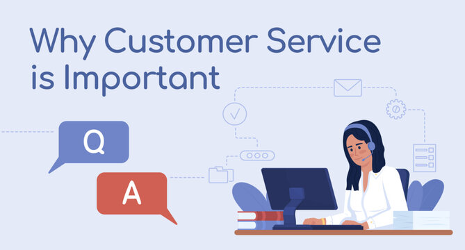 Customer service importance flat vector banner template. Client experience poster, leaflet printable color designs. Editable flyer page with text space. Comfortaa Bold, Sniglet Regular fonts used