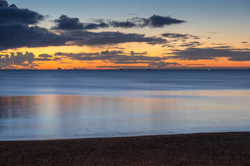 Obraz premium The Baltic Sea At Dawn In Gdynia, Poland