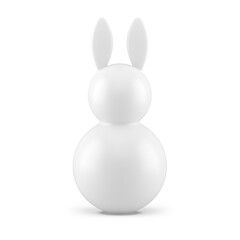White Easter bunny tumbling toy round sphere abstract minimalist shape 3d icon realistic illustration