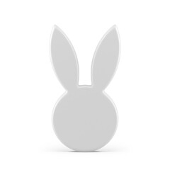 Creative Easter bunny circle head with long ears abstract white glossy decor element 3d icon