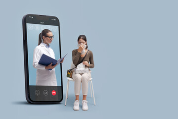 Online doctor assisting a patient - Powered by Adobe