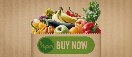Vegan online shop and fresh vegetables