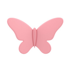 Pink cute butterfly Easter spring holiday decor element 3d icon realistic illustration