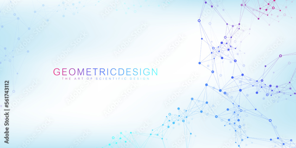 Aufkleber Global network connection. Social network communication in the global business concept. Big data visualization. Internet technology. Vector illustration.