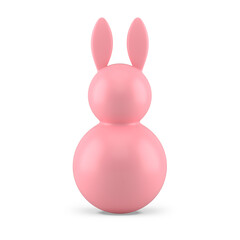 Abstract pink Easter rabbit tumbling bauble minimalist glossy design element 3d icon