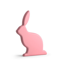 Pink Easter bunny slim statuette cute bauble decorative element 3d icon realistic illustration