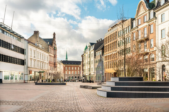 Denmark, Aarhus, Store Torv square in historic old town